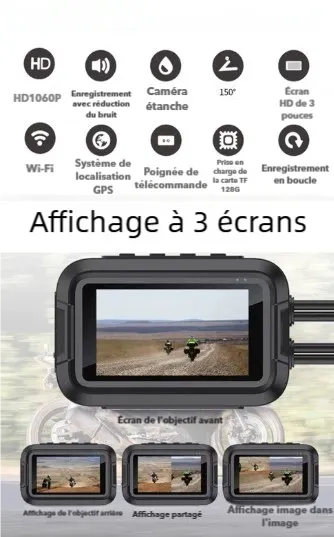Dashcam moto avant arrière