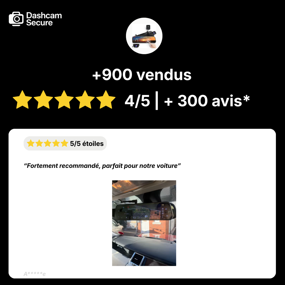 Dashcam rétroviseurs avant arrière GPS mode Parking