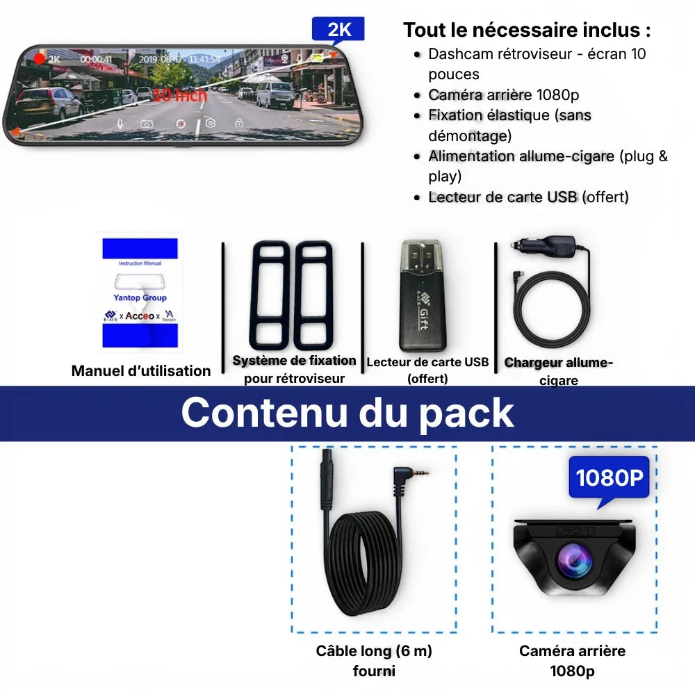 Dashcam rétroviseurs avant arrière