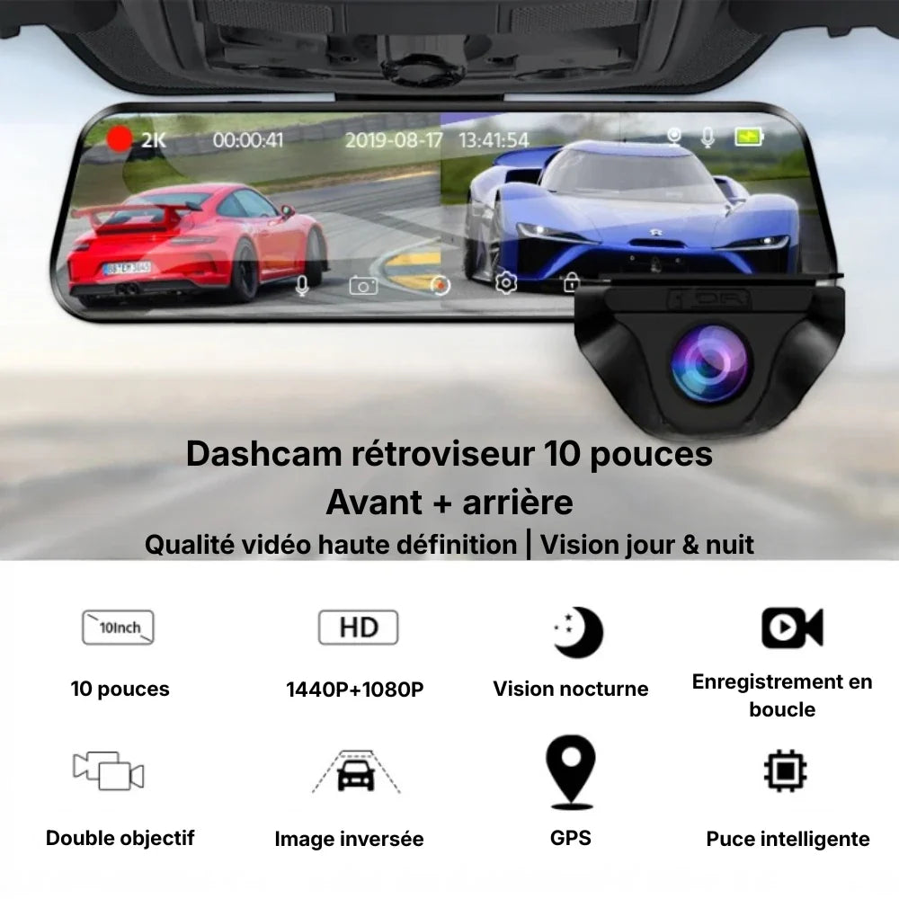 Dashcam rétroviseurs avant arrière GPS mode Parking