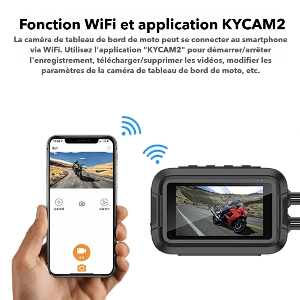 Dashcam moto avant arrière GPS