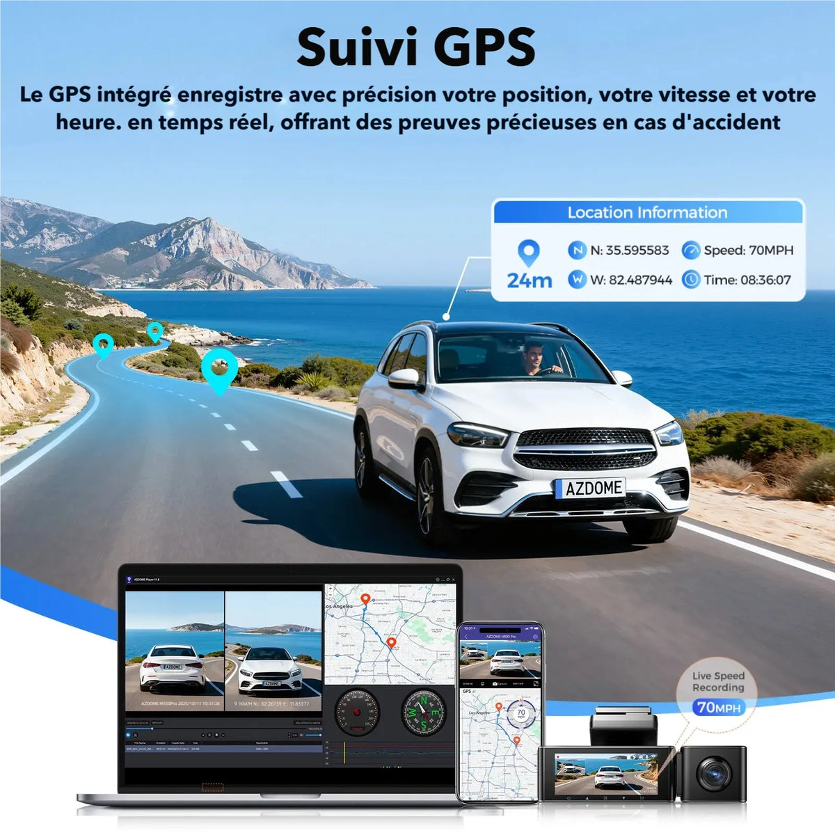 Dashcam 3 caméra