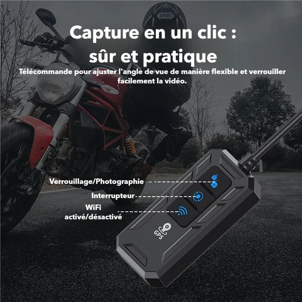 Dashcam moto avant arrière GPS