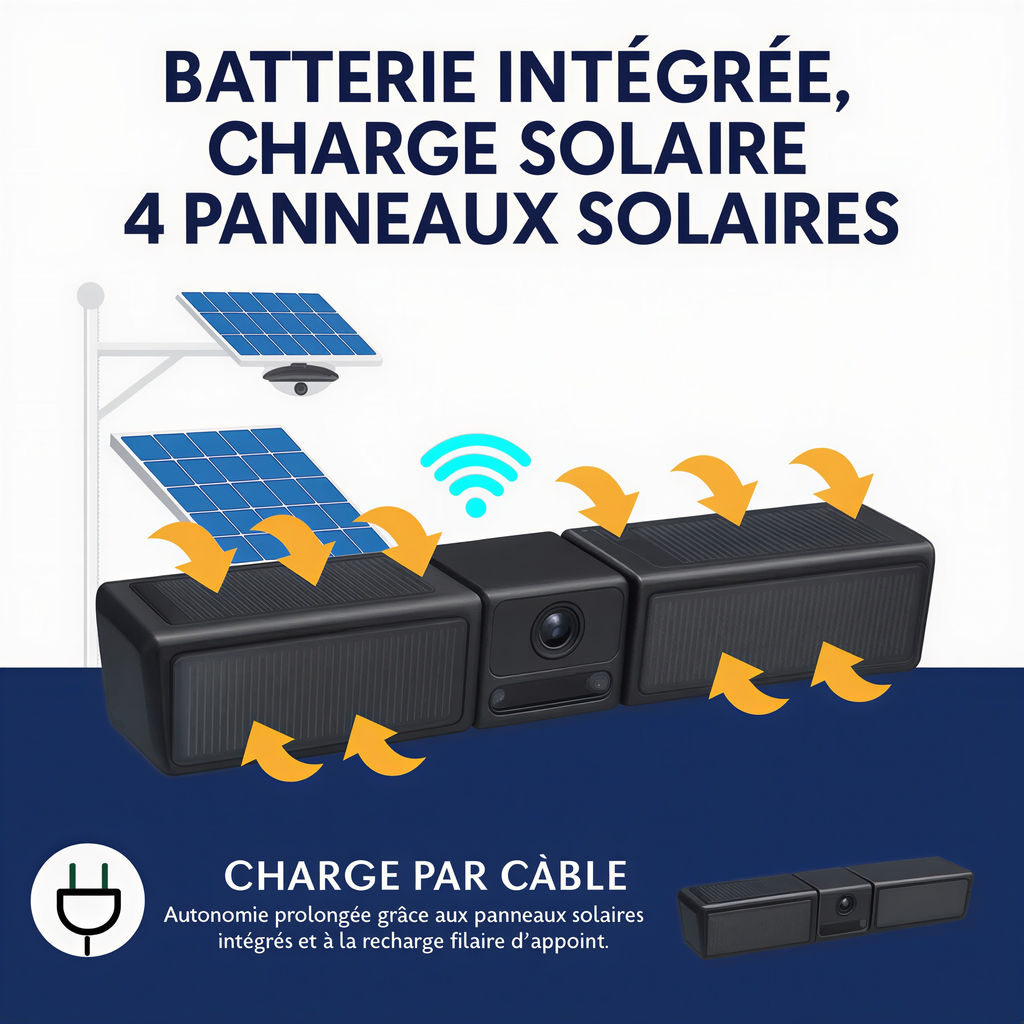 Charge solaire de la caméra de recul Lumis