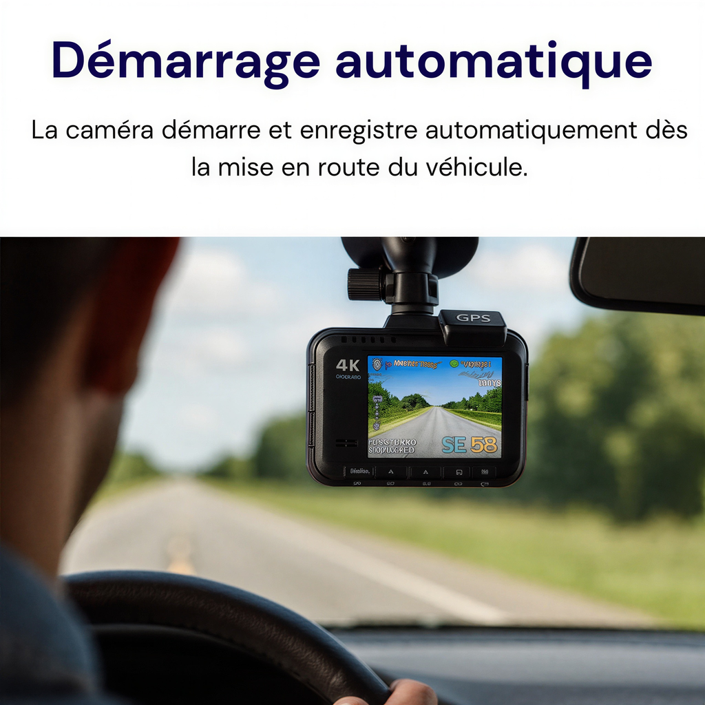 Interface de démarrage de la dashcam 4K