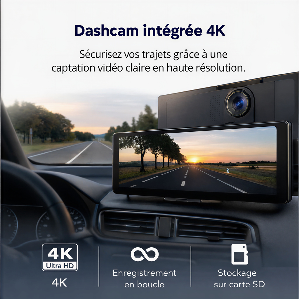 Dashcam 4K intégrée à la tablette Kova Tab