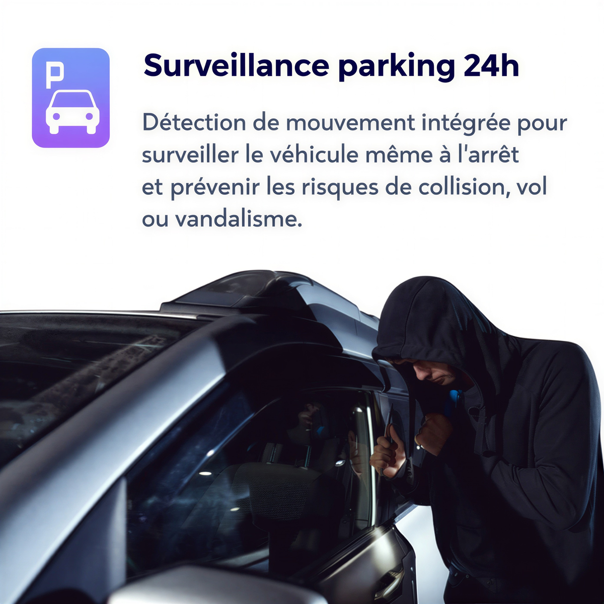 Interface d'utilisation de la dashcam Phantom Mirror
