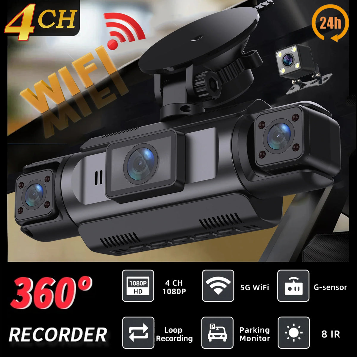 Dashcam 360 camping car