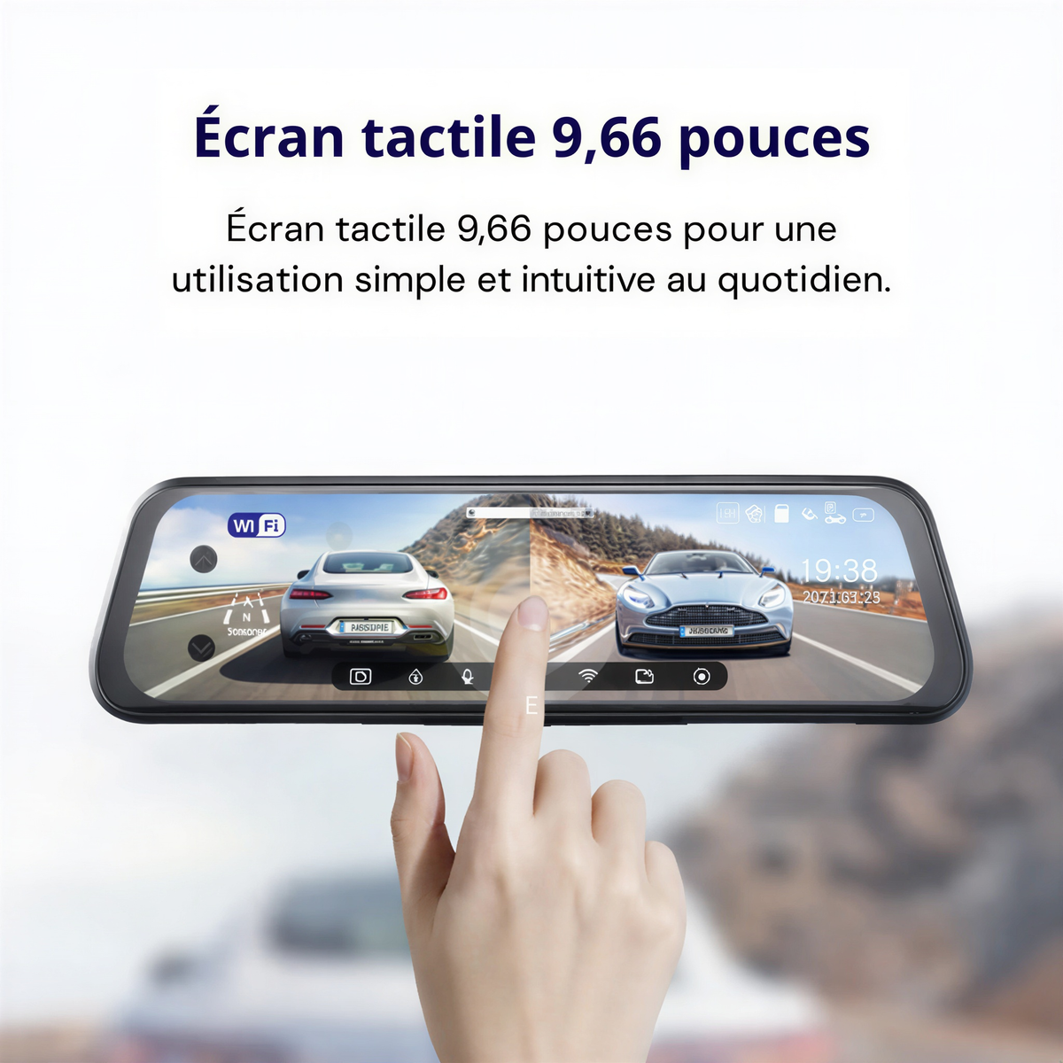 Écran tactile 10 pouces de la dashcam Phantom Mirror